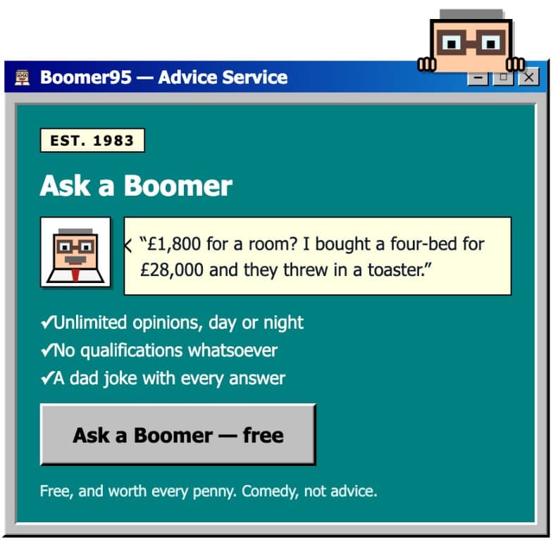 Boomer95 Advice Service: Ask a Boomer, comedy not advice